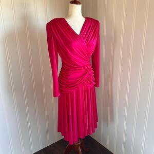 Vintage 80s/90s Pink Cocktail Midi Dress 8